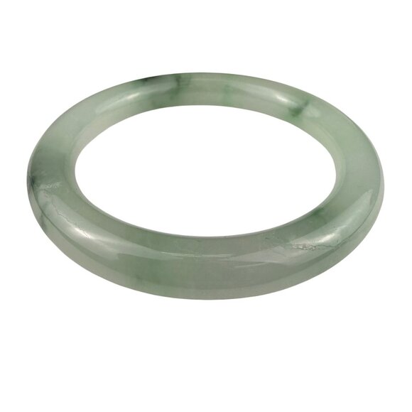Classic Jade Womens Green Stone Bangle Bracelet Smooth Polished Round Design - Picture 1 of 3